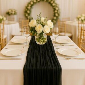 10FT Black Cheesecloth Table Runner 120 Inch Rustic Boho Gauze Cheese Cloth